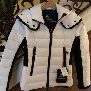Moncler white and black jacket. Stunning white with black accents!